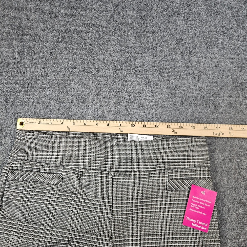 Kim Rogers Millennium Tummy Control Straight Leg Plaid Pants Black White Size 10 - Picture 4 of 11